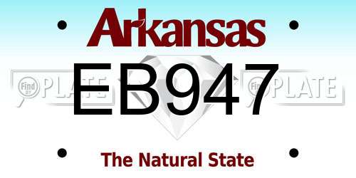 EB947 Arkansas License Plate