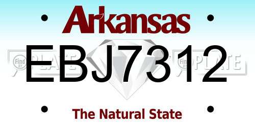 EBJ7312 Arkansas License Plate