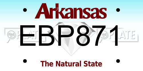 EBP871 Arkansas License Plate