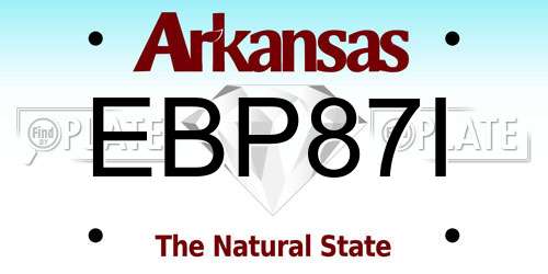 EBP87I Arkansas License Plate
