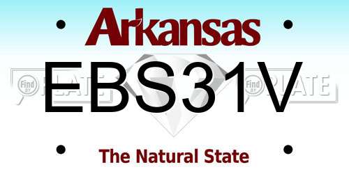 EBS31V Arkansas License Plate