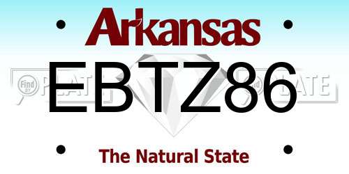 EBTZ86 Arkansas License Plate
