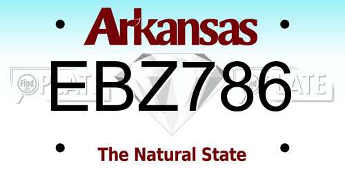 EBZ786 Arkansas License Plate