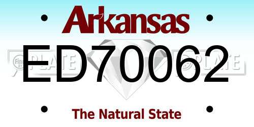 ED70062 Arkansas License Plate