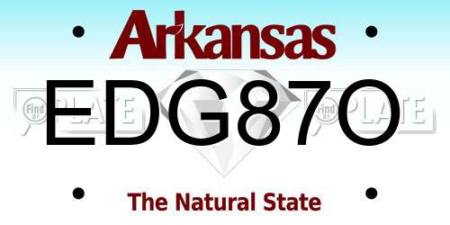 EDG87O Arkansas License Plate