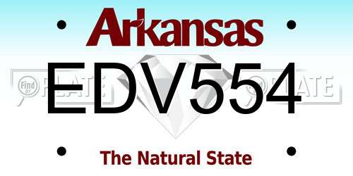 EDV554 Arkansas License Plate