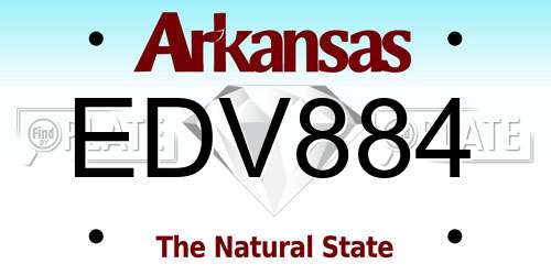 EDV884 Arkansas License Plate