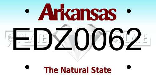 EDZ0062 Arkansas License Plate