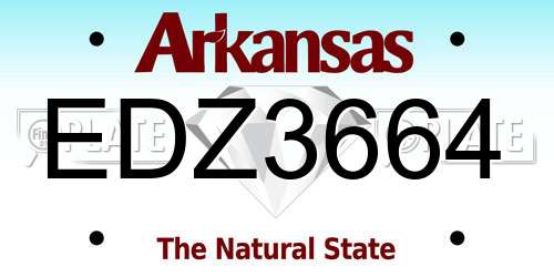 EDZ3664 Arkansas License Plate