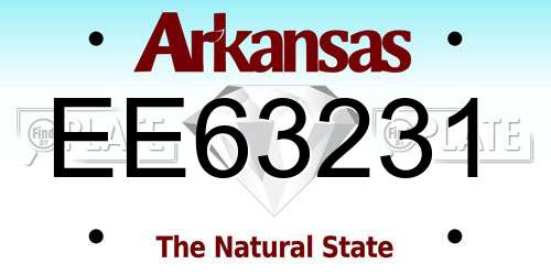 EE63231 Arkansas License Plate