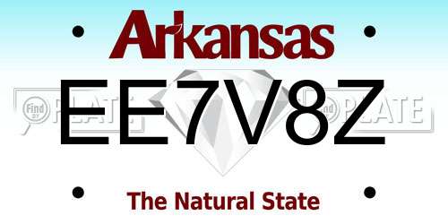 EE7V8Z Arkansas License Plate