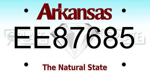 EE87685 Arkansas License Plate