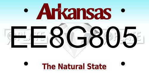 EE8G805 Arkansas License Plate