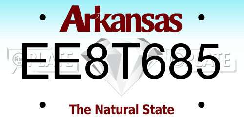 EE8T685 Arkansas License Plate