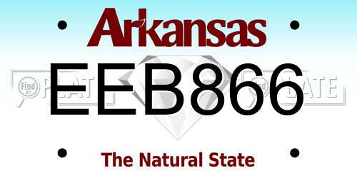 EEB866 Arkansas License Plate