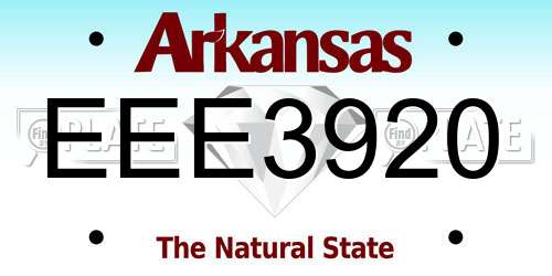 EEE3920 Arkansas License Plate