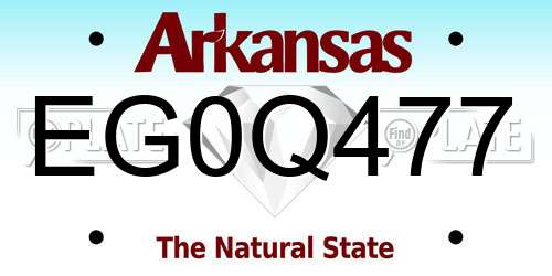EG0Q477 Arkansas License Plate