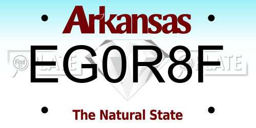 EG0R8F Arkansas License Plate