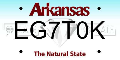 EG7T0K Arkansas License Plate