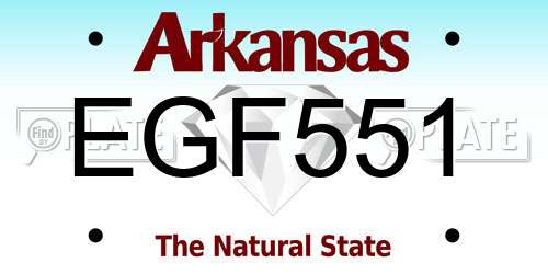 EGF551 Arkansas License Plate