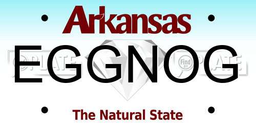 EGGNOG Arkansas License Plate