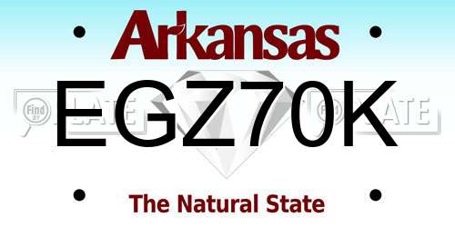 EGZ70K Arkansas License Plate