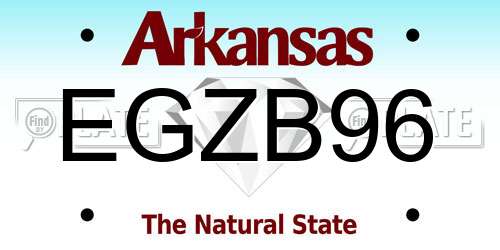 EGZB96 Arkansas License Plate