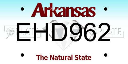 EHD962 Arkansas License Plate