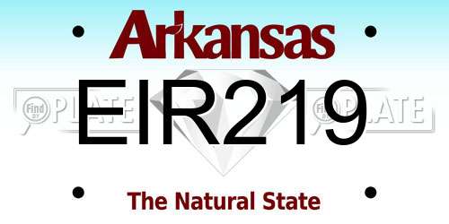 EIR219 Arkansas License Plate