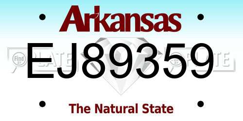 EJ89359 Arkansas License Plate