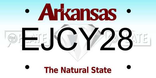 EJCY28 Arkansas License Plate