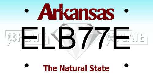 ELB77E Arkansas License Plate