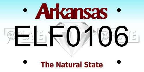 ELF0106 Arkansas License Plate