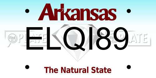 ELQI89 Arkansas License Plate