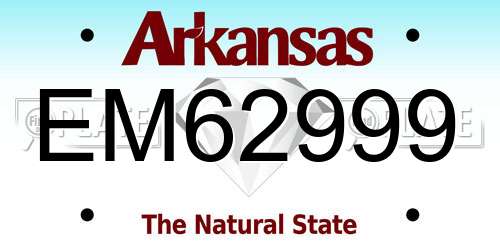 EM62999 Arkansas License Plate