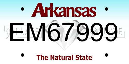 EM67999 Arkansas License Plate