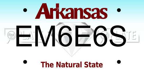 EM6E6S Arkansas License Plate