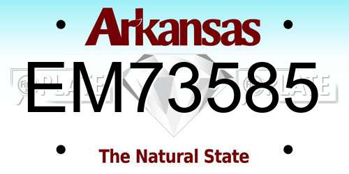 EM73585 Arkansas License Plate