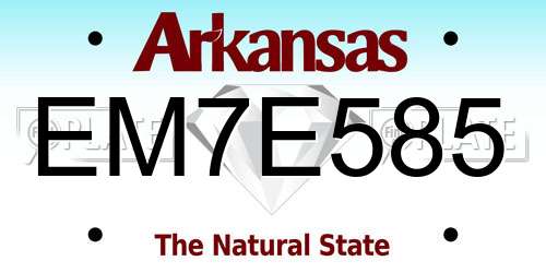 EM7E585 Arkansas License Plate