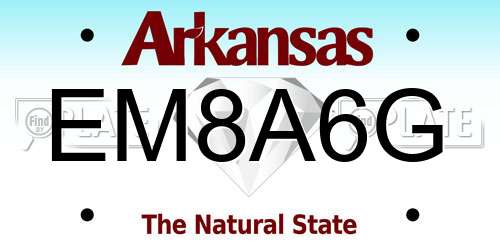 EM8A6G Arkansas License Plate