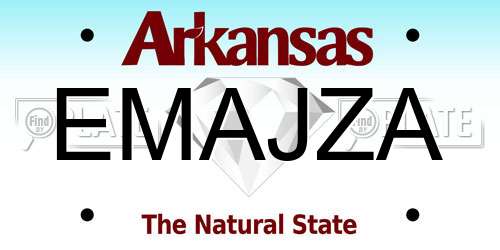 EMAJZA Arkansas License Plate