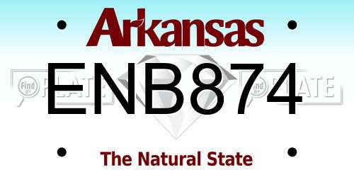 ENB874 Arkansas License Plate