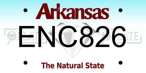 ENC826 Arkansas License Plate
