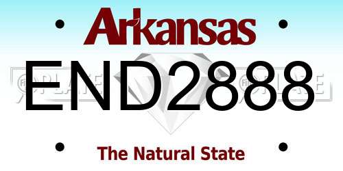 END2888 Arkansas License Plate