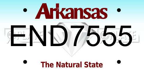 END7555 Arkansas License Plate