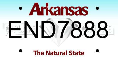 END7888 Arkansas License Plate