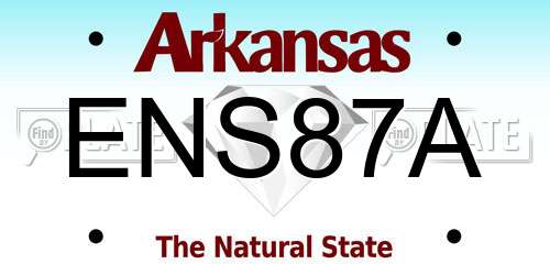ENS87A Arkansas License Plate