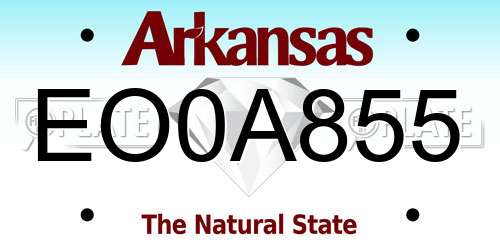 EO0A855 Arkansas License Plate