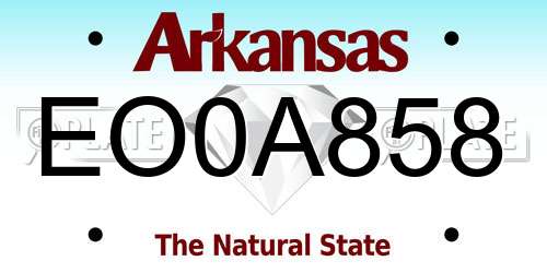 EO0A858 Arkansas License Plate