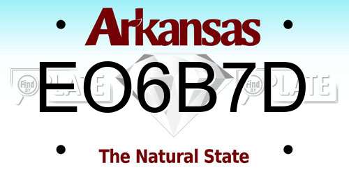 EO6B7D Arkansas License Plate